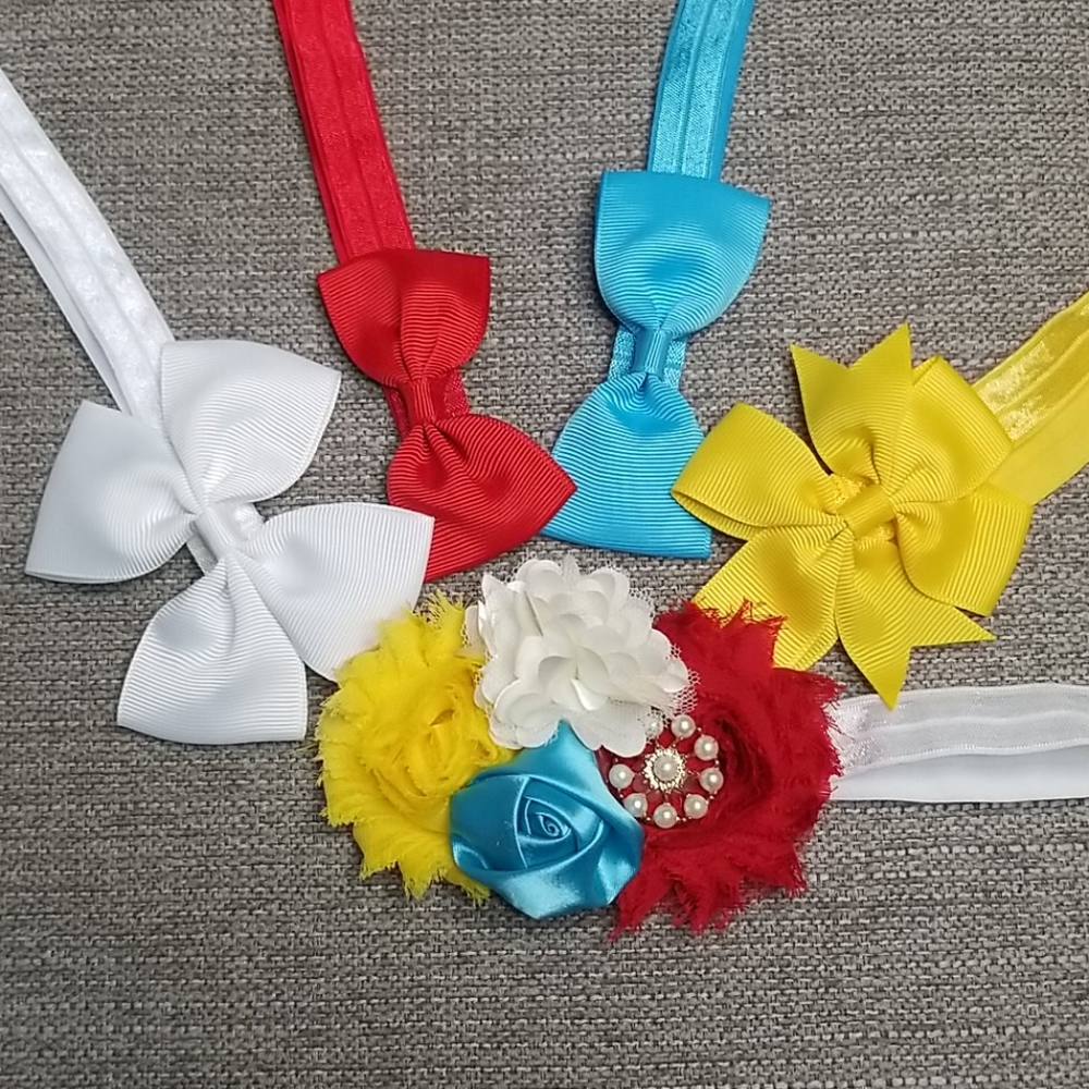 red, white, yellow, & blue headband lot